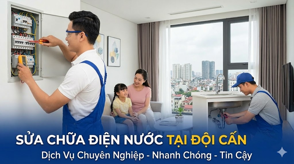 Sửa chữa điện nước tại Đội Cấn giá rẻ, bảo hành lâu dài